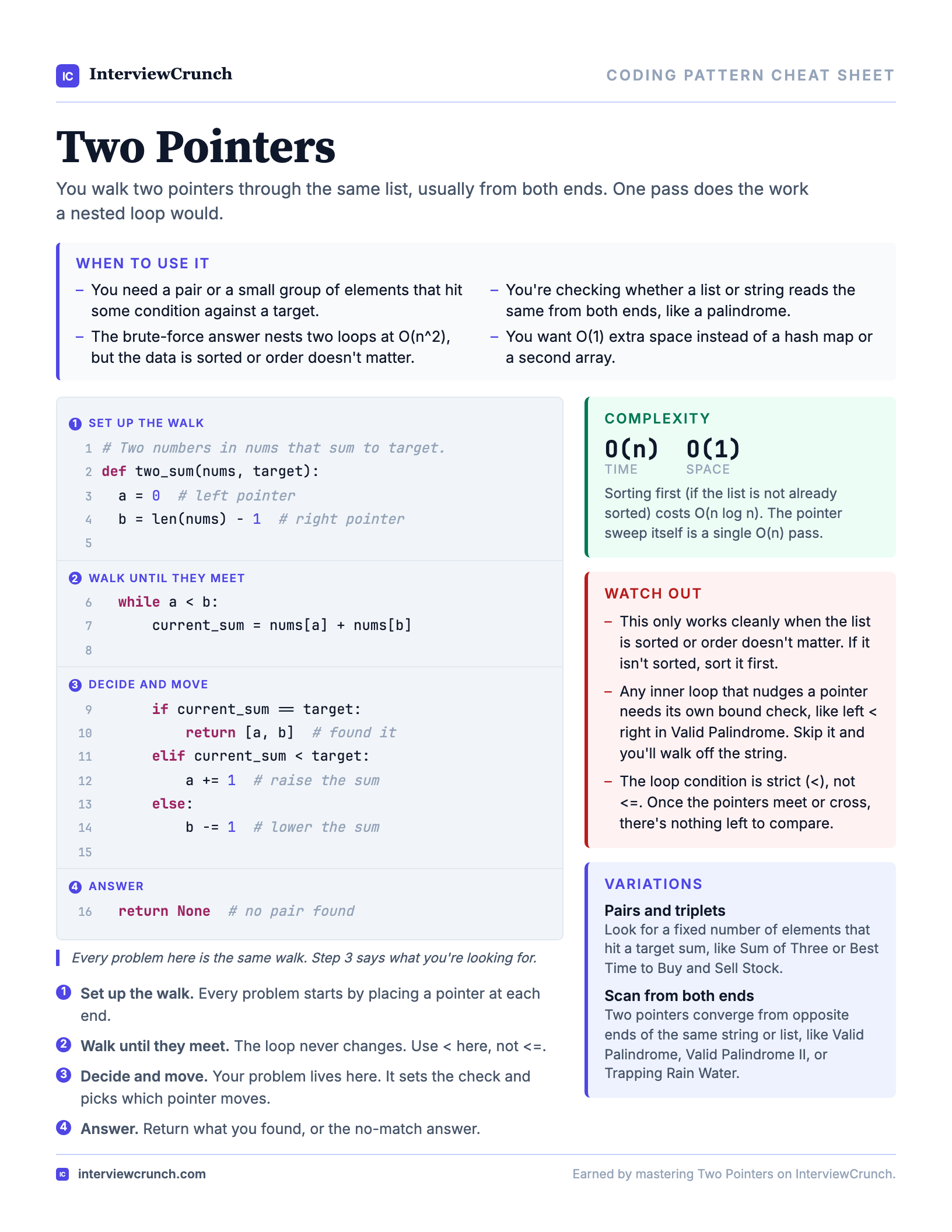 Two Pointers cheat sheet